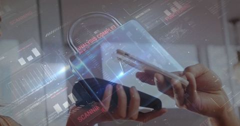 Digital Security Concept with Mobile Payment and Padlock