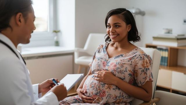 Expectant Mother Consulting Healthcare Professional in Clinic