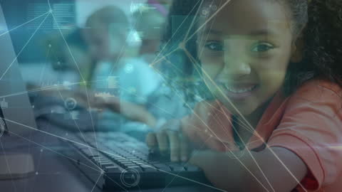 Happy Student Engaging with Technology in Classroom