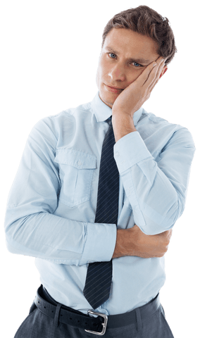Confused caucasian businessman transparent background
