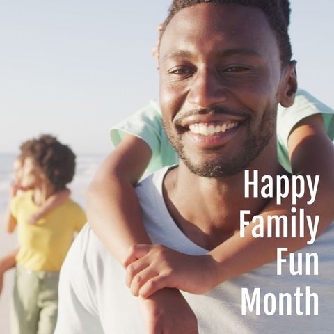 Happy African American Family Playing on Beach