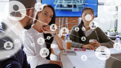 Business Team Analyzing Digital Network Concepts in Meeting