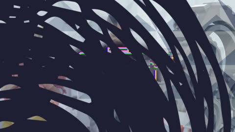 Abstract Graphics Overlaying Person in Urban Setting