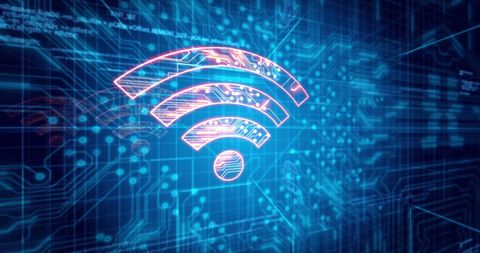 Glowing WiFi Icon on Blue Digital Background - Download Free Stock Images Pikwizard.com