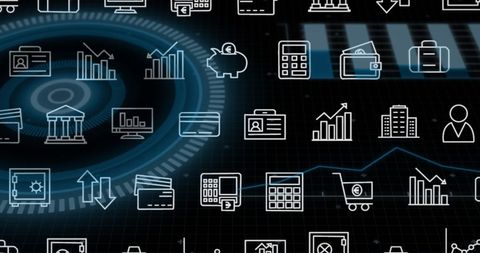 Futuristic Business Network Interface with Digital Icons - Download Free Stock Images Pikwizard.com
