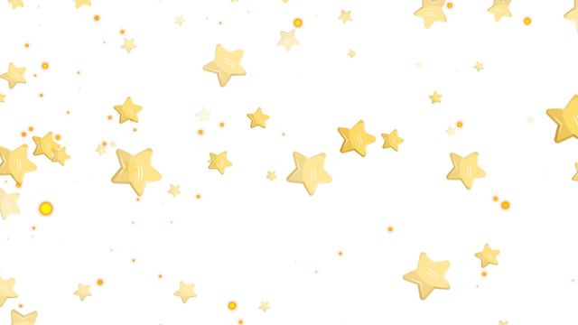 Features scattered yellow animated stars with light spots on a white background, providing a festive and dreamy atmosphere ideal for celebration themes. Useful for holiday season videos, festive invitations, event backgrounds, or creative digital art concepts focused on themes of joy, celebration, and magic.