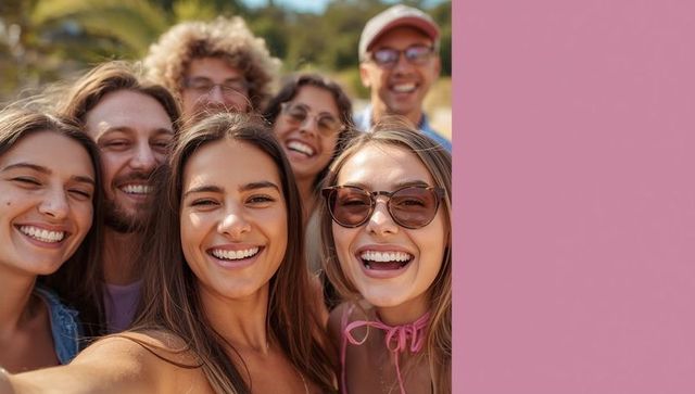 Group of Happy Friends Enjoying Time Outdoors in Park