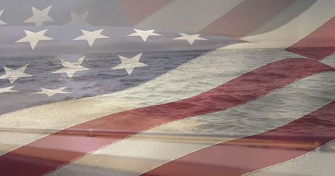 American Flag Overlaid on Oceanic Boat View - Download Free Stock Images Pikwizard.com