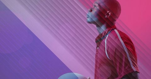 African American Rugby Player with French Colors Effect