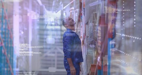 Warehouse Worker Interacting with Digital Interface - Download Free Stock Images Pikwizard.com