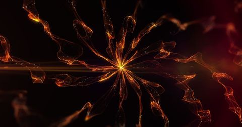 Abstract Glowing Orange Light Trails and Sinewy Forms