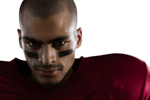 Transparent Image of Confident American Football Player with Face Paint