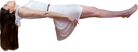 Transparent Floating Girl in White Dress Defying Gravity