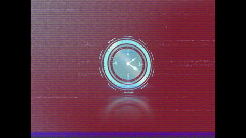 Digital Clock Interface with Glitch and Red Overlay