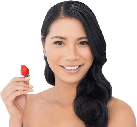 portrait of smiling woman holding small transparent strawberry - Download Free Stock Videos Pikwizard.com