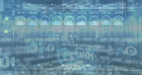 Digital Interface over High-Tech Data Servers - Download Free Stock Images Pikwizard.com