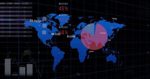 Global Financial Data Processing with Digital Interface Over Network Map