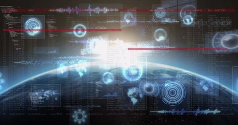 Futuristic Interfaces over Earth with Holograms and Data Visualizations - Download Free Stock Images Pikwizard.com
