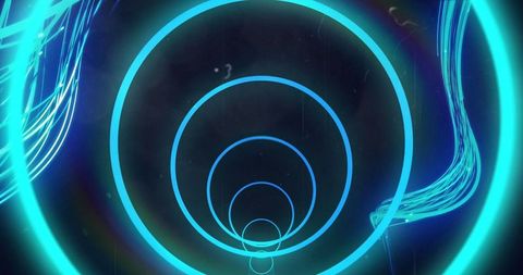 Concentric Neon Blue Circles Over Dark Background - Download Free Stock Images Pikwizard.com