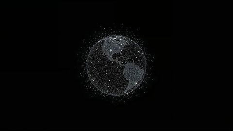Futuristic digital globe with glowing connections in void