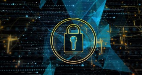 Global Cybersecurity Lock Icon with Data Networking Background - Download Free Stock Images Pikwizard.com