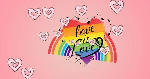 Rainbow Heart Love is Love Pride Celebration Art - Download Free Stock Images Pikwizard.com