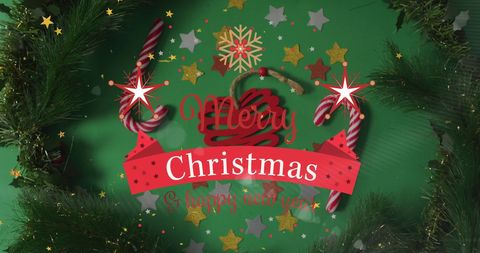 Festive Christmas Greeting on Green Background