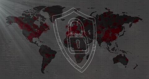 Global Cybersecurity Shield with Digital Padlock