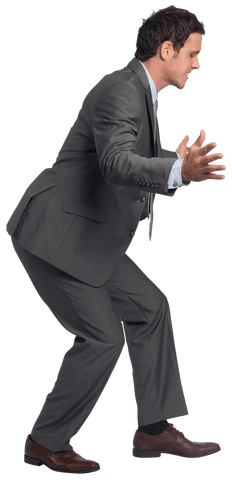 Transparent Businessman Attempting to Maintain Balance