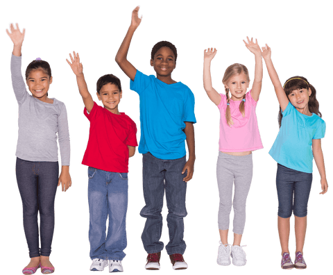 diverse children raising hands transparent background - Download Free Stock Videos Pikwizard.com