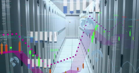Financial Data Visualization in Futuristic Server Room
