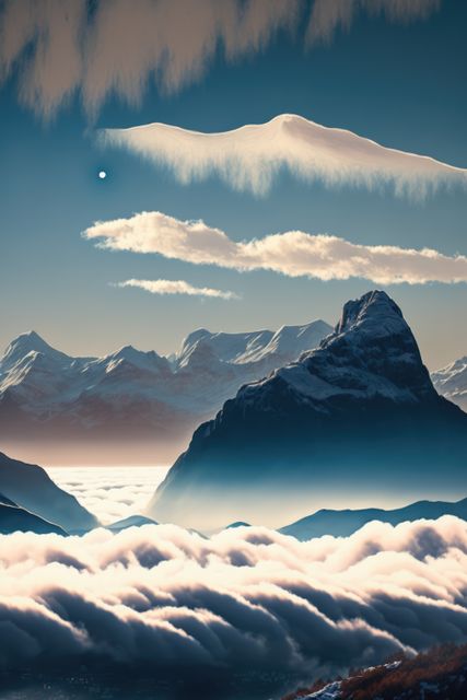 Dramatic Alpine Mountain Peak Surrounded by Clouds - Download Free Stock Images Pikwizard.com