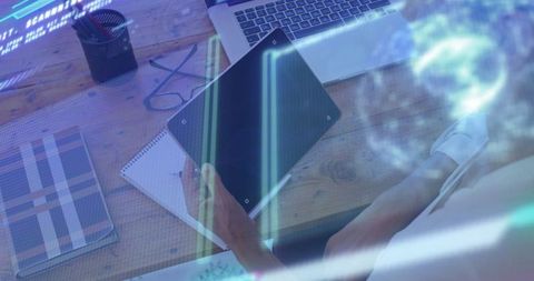 Analyzing Tablet Data in Modern Home Office Workspace