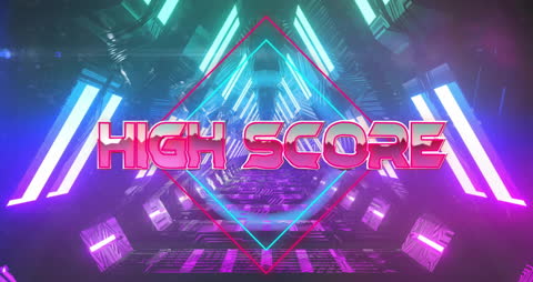 Retro Futuristic High Score Animation in Digital Tunnel