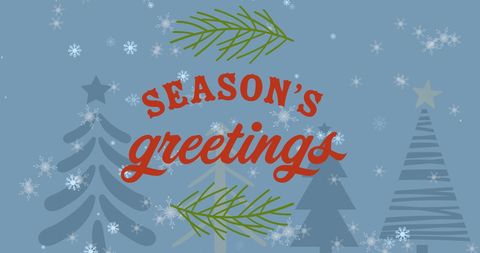 Festive Season's Greetings Card with Snowflakes and Pine Trees