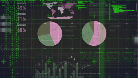 Abstract Animation Overlaying Digital Data Analysis Infographic