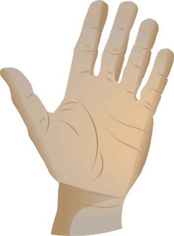 Stylized transparent hand palm facing viewer illustration
