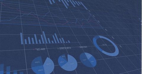 Digital dashboard display with varied data charts and metrics
