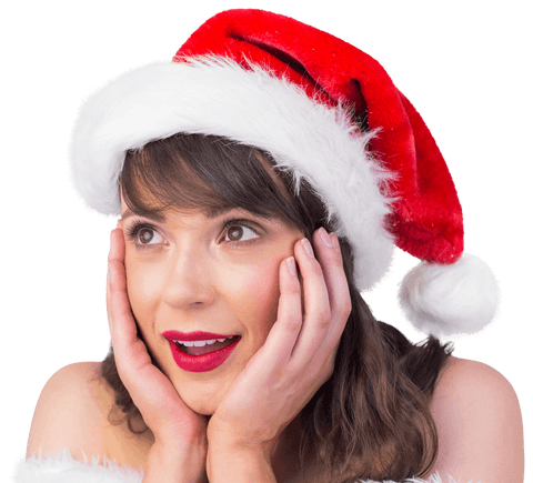 woman wearing santa hat with excited expression transparent - Download Free Stock Videos Pikwizard.com
