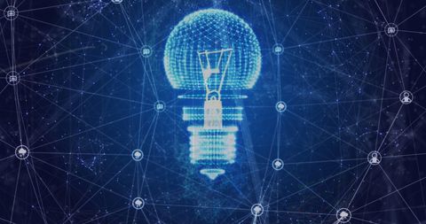 Digital Light Bulb with Network Connections - Download Free Stock Images Pikwizard.com