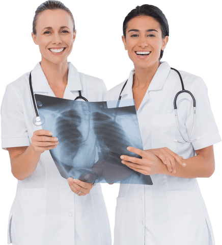 diverse female doctors holding x-ray scans on transparent background - Download Free Stock Videos Pikwizard.com