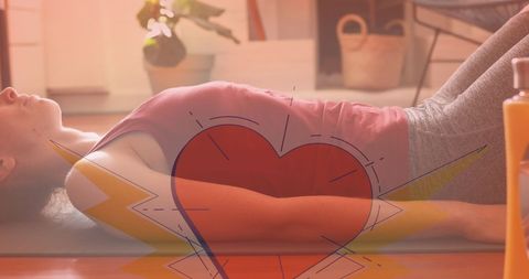 Digital overlay with exercising woman blanking