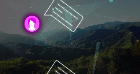 Digital Networking Communication Concept with Scenic Landscape