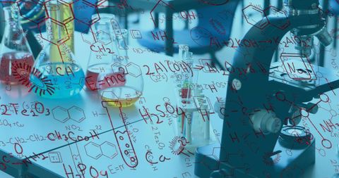 Chemical formulas and lab equipment inspiring scientific research