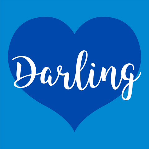 Transparent Blue Heart with Darling Text for Valentine's Day