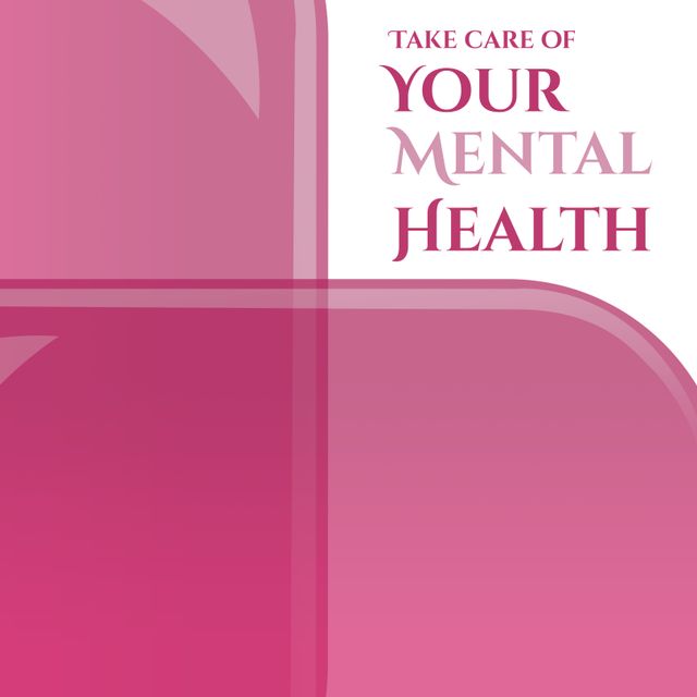 Illustration of take care of your mental health with purple pattern on white background, copy space - Download Free Stock Videos Pikwizard.com