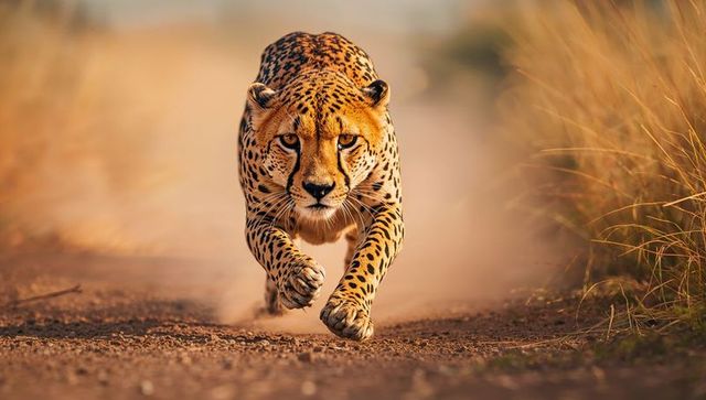 Speed and Agility of a Charging Cheetah in Savanna Landscape