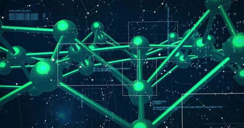 Futuristic 3d network structure with digital code elements