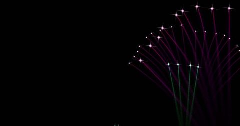 Sparkling Fireworks Bursting on Dark Night Sky