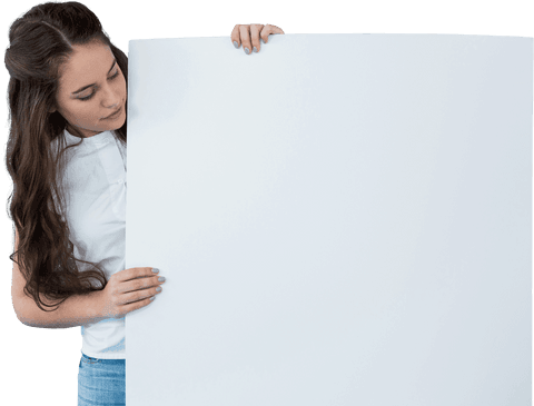 caucasian woman holding blank white sheet vector transparent background - Download Free Stock Videos Pikwizard.com